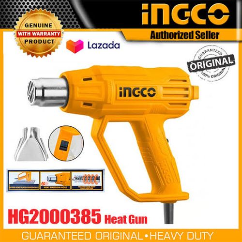 Ingco HEAT GUN - Hot Air Gun Kit 2000W + Free Nozzle Accessories Premium Heavy Duty