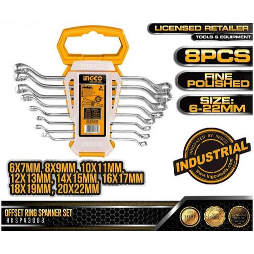 Ingco Spanner Set Offset Ring 8 PCS 6-22mm Ingco
