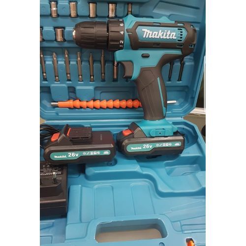 Makita Accessories 26V Cordless 2 Battery Electric Drill With LED Tool Set